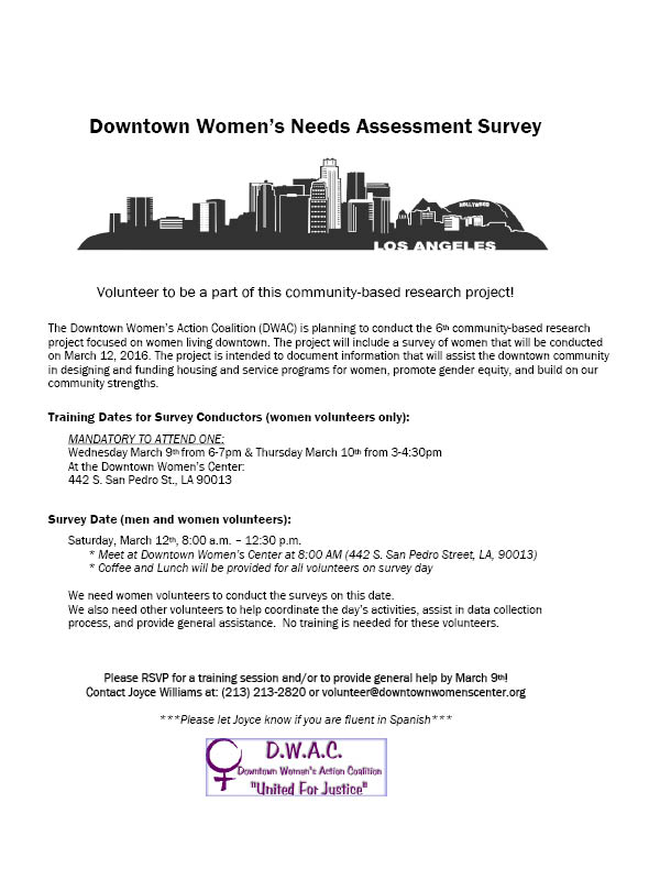 Downtown Women's Need Assessment Survey